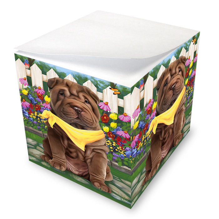 Spring Floral Shar Pei Dog Note Cube NOC52249