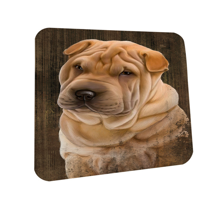 Rustic Shar Pei Dog Coasters Set of 4 CST50435