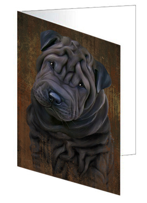 Rustic Shar Pei Dog Handmade Artwork Assorted Pets Greeting Cards and Note Cards with Envelopes for All Occasions and Holiday Seasons GCD55478
