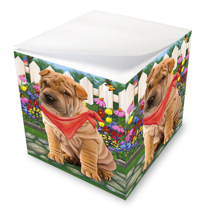 Spring Floral Shar Pei Dog Note Cube NOC52250