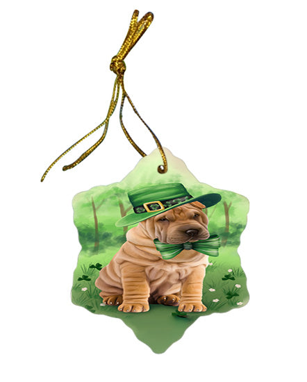 St. Patricks Day Irish Portrait Shar Pei Dog Star Porcelain Ornament SPOR49381