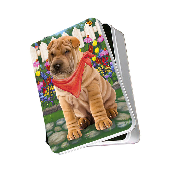 Spring Floral Shar Pei Dog Photo Storage Tin PITN51813