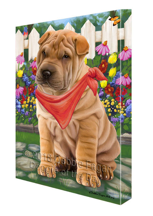 Spring Floral Shar Pei Dog Canvas Wall Art CVS67138