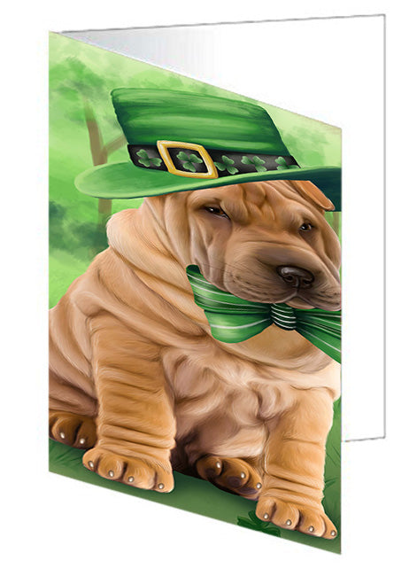 St. Patricks Day Irish Portrait Shar Pei Dog Handmade Artwork Assorted Pets Greeting Cards and Note Cards with Envelopes for All Occasions and Holiday Seasons GCD52196