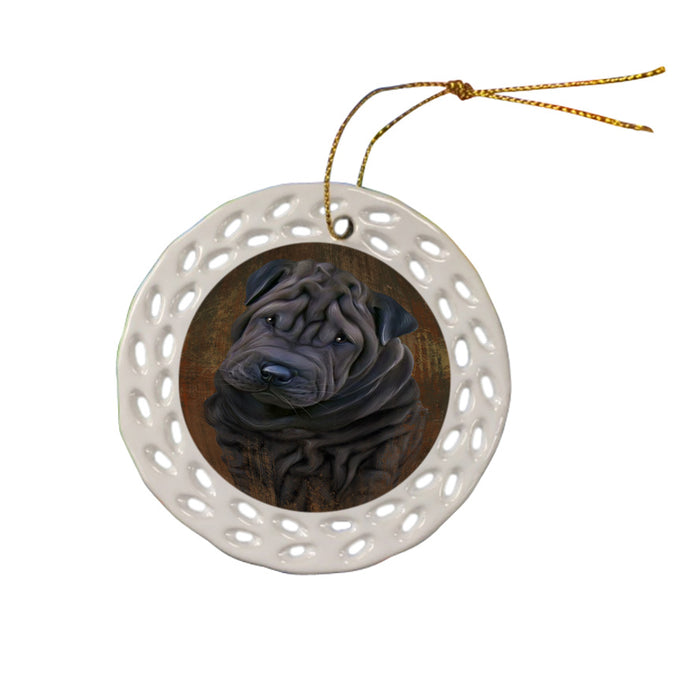 Rustic Shar Pei Dog Ceramic Doily Ornament DPOR50477