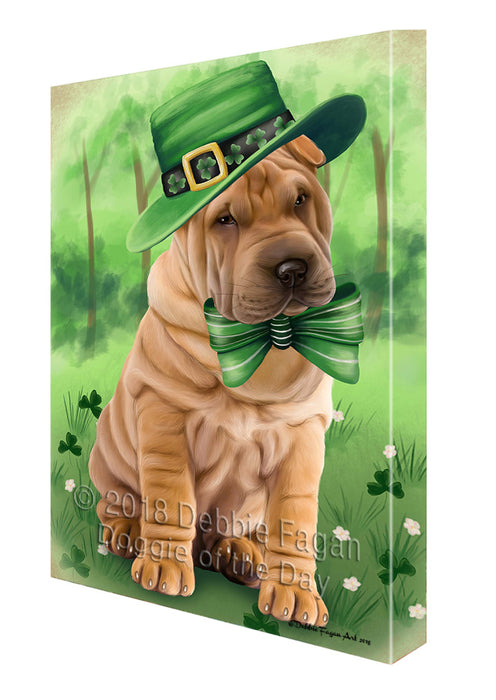 St. Patricks Day Irish Portrait Shar Pei Dog Canvas Wall Art CVS59394