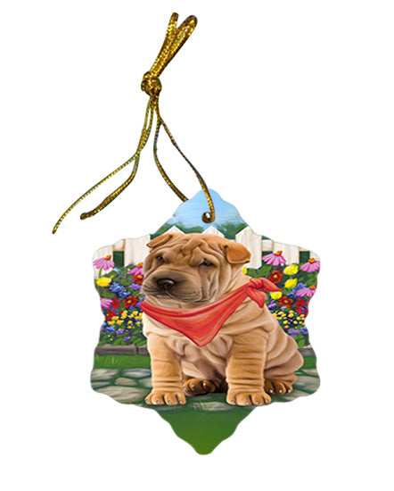 Spring Floral Shar Pei Dog Star Porcelain Ornament SPOR52148