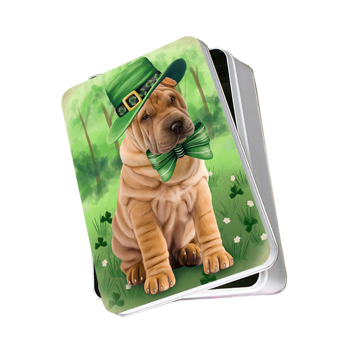 St. Patricks Day Irish Portrait Shar Pei Dog Photo Storage Tin PITN49389