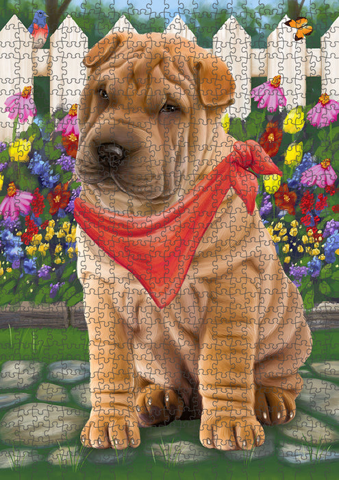 Spring Floral Shar Pei Dog Puzzle with Photo Tin PUZL54168