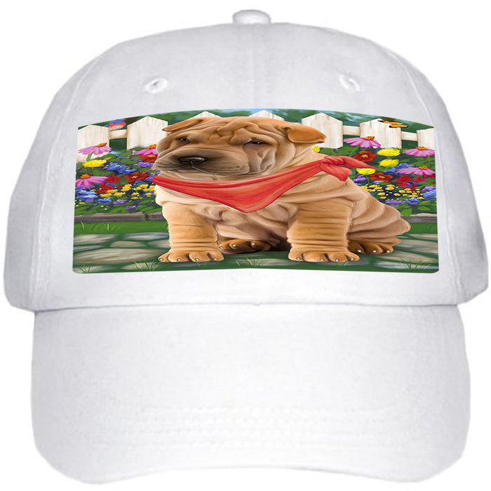 Spring Floral Shar Pei Dog Ball Hat Cap HAT59748