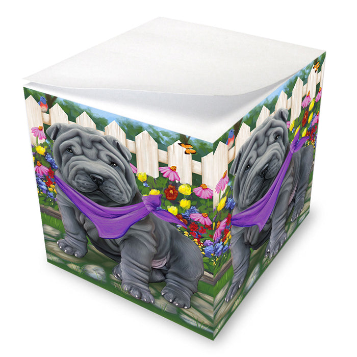 Spring Floral Shar Pei Dog Note Cube NOC52251