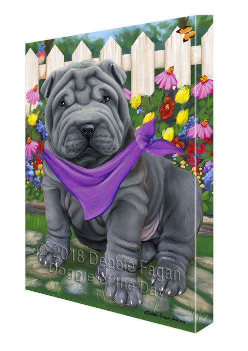 Spring Floral Shar Pei Dog Canvas Wall Art CVS67147