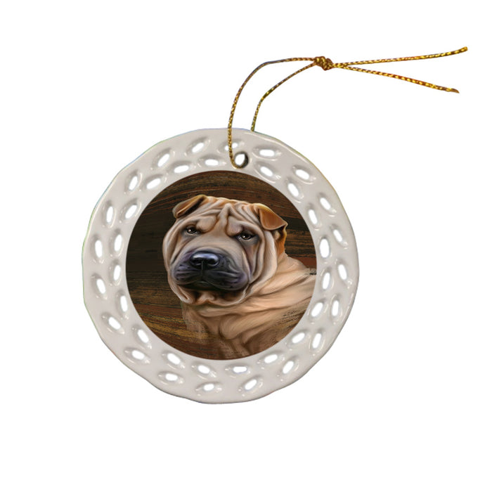Rustic Shar Pei Dog Ceramic Doily Ornament DPOR50478