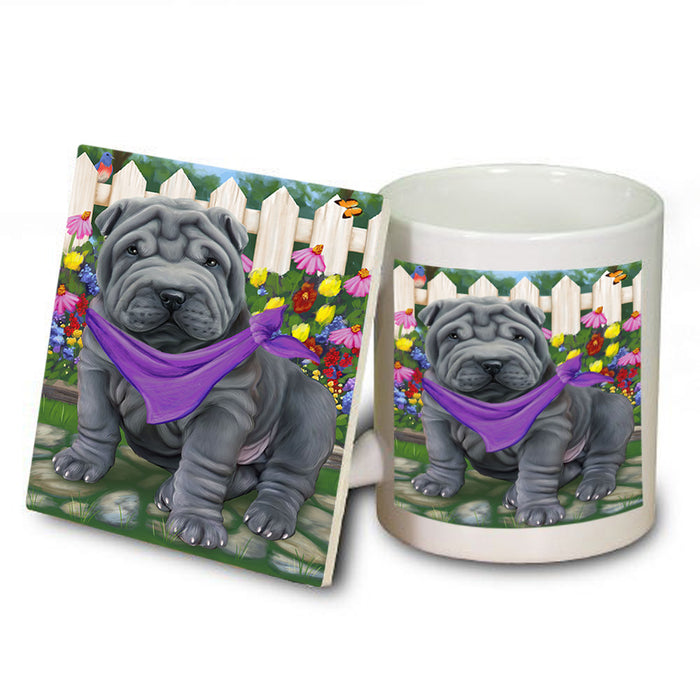 Spring Floral Shar Pei Dog Mug and Coaster Set MUC52243