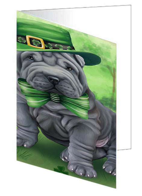 St. Patricks Day Irish Portrait Shar Pei Dog Handmade Artwork Assorted Pets Greeting Cards and Note Cards with Envelopes for All Occasions and Holiday Seasons GCD52199