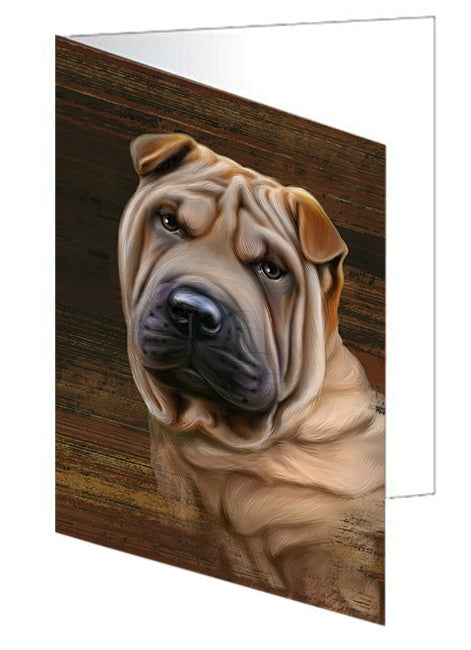 Rustic Shar Pei Dog Handmade Artwork Assorted Pets Greeting Cards and Note Cards with Envelopes for All Occasions and Holiday Seasons GCD55481
