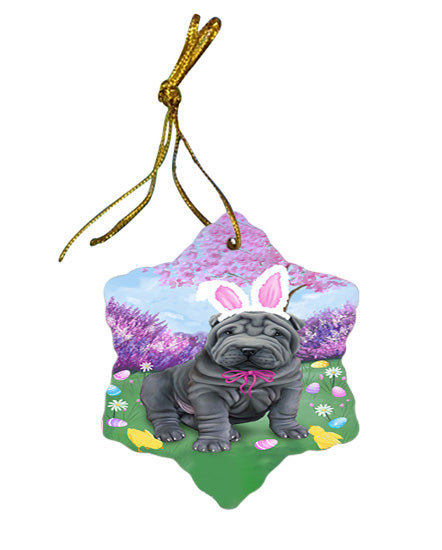 Shar Pei Dog Easter Holiday Star Porcelain Ornament SPOR49248