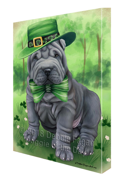 St. Patricks Day Irish Portrait Shar Pei Dog Canvas Wall Art CVS59403