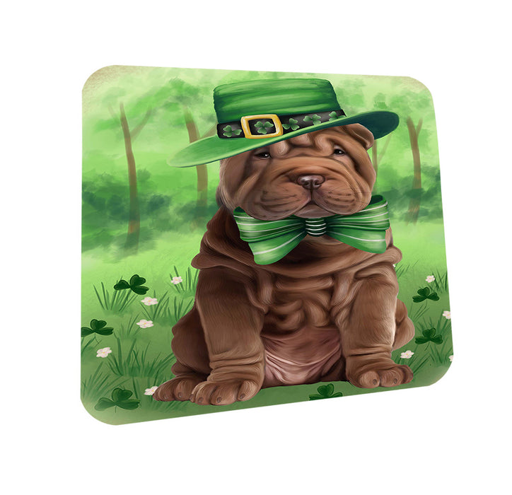 St. Patricks Day Irish Portrait Shar Pei Dog Coasters Set of 4 CST49350