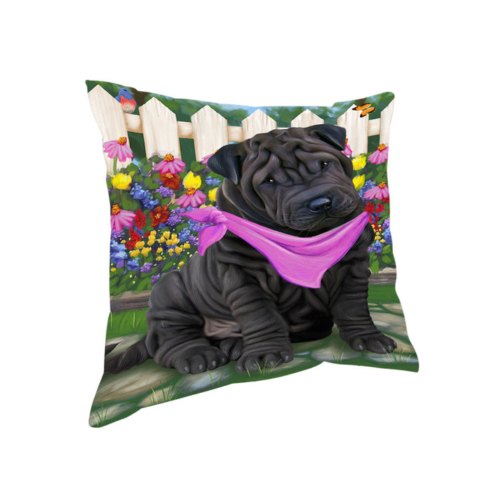 Spring Floral Shar Pei Dog Pillow PIL56480
