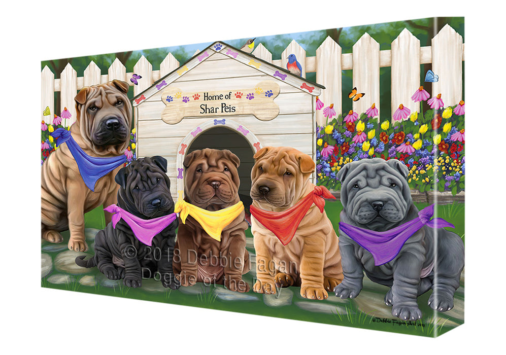 Spring Dog House Shar Peis Dog Canvas Wall Art CVS66913