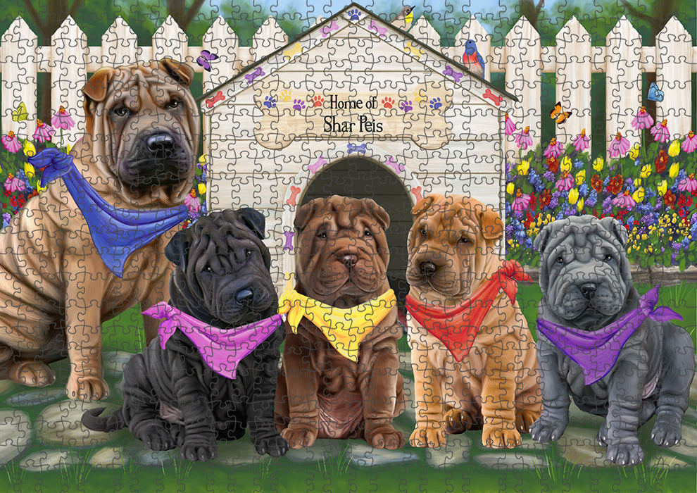 Spring Dog House Shar Peis Dog Puzzle with Photo Tin PUZL54093