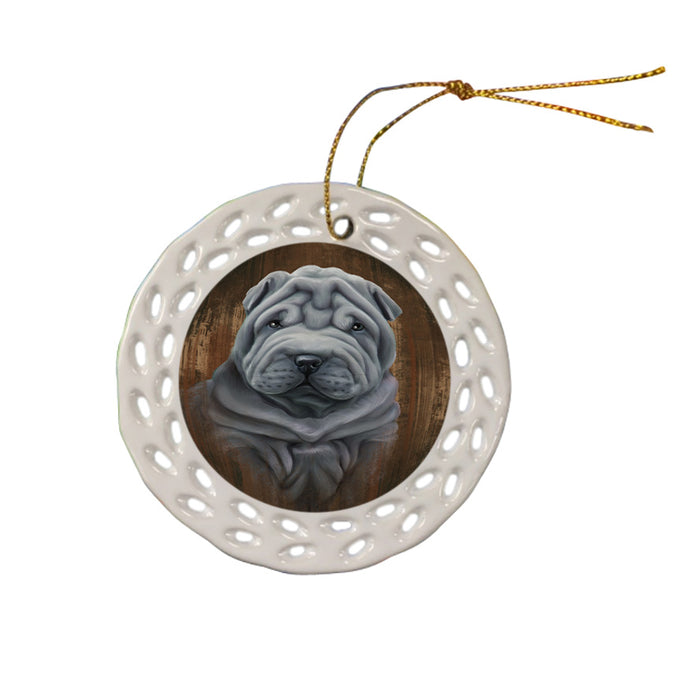 Rustic Shar Pei Dog Ceramic Doily Ornament DPOR50479