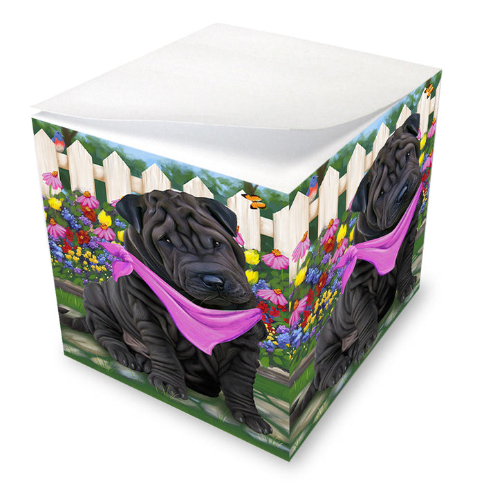 Spring Floral Shar Pei Dog Note Cube NOC52252