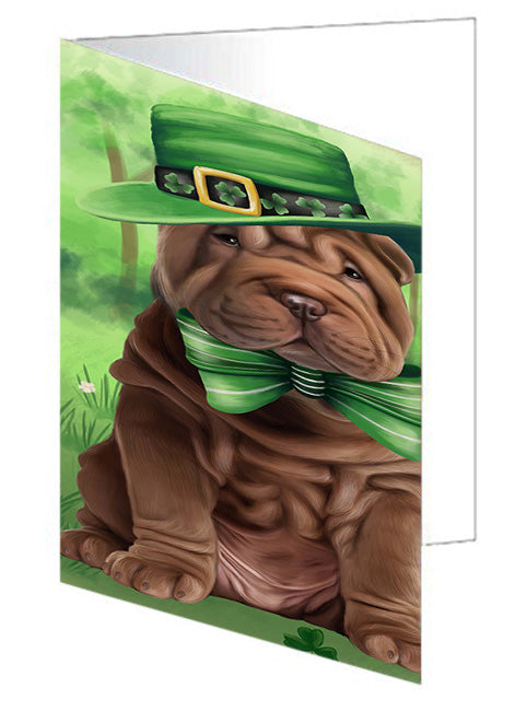 St. Patricks Day Irish Portrait Shar Pei Dog Handmade Artwork Assorted Pets Greeting Cards and Note Cards with Envelopes for All Occasions and Holiday Seasons GCD52202