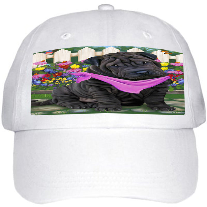 Spring Floral Shar Pei Dog Ball Hat Cap HAT59754
