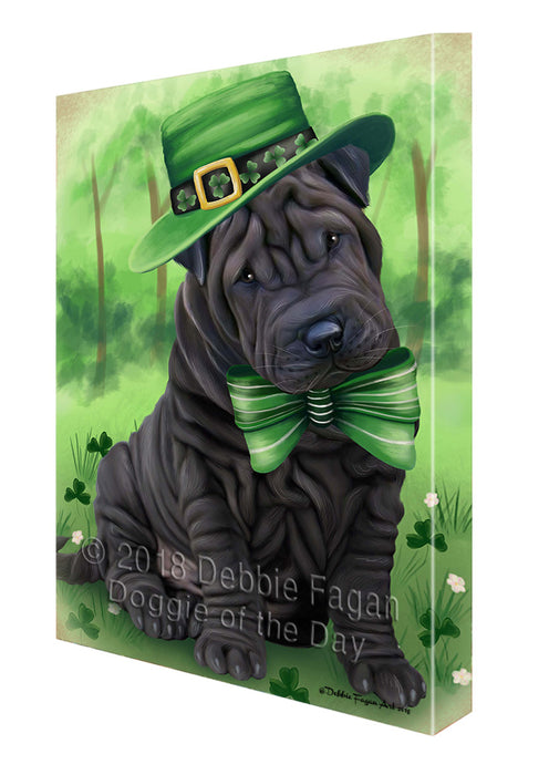 St. Patricks Day Irish Portrait Shar Pei Dog Canvas Wall Art CVS59421