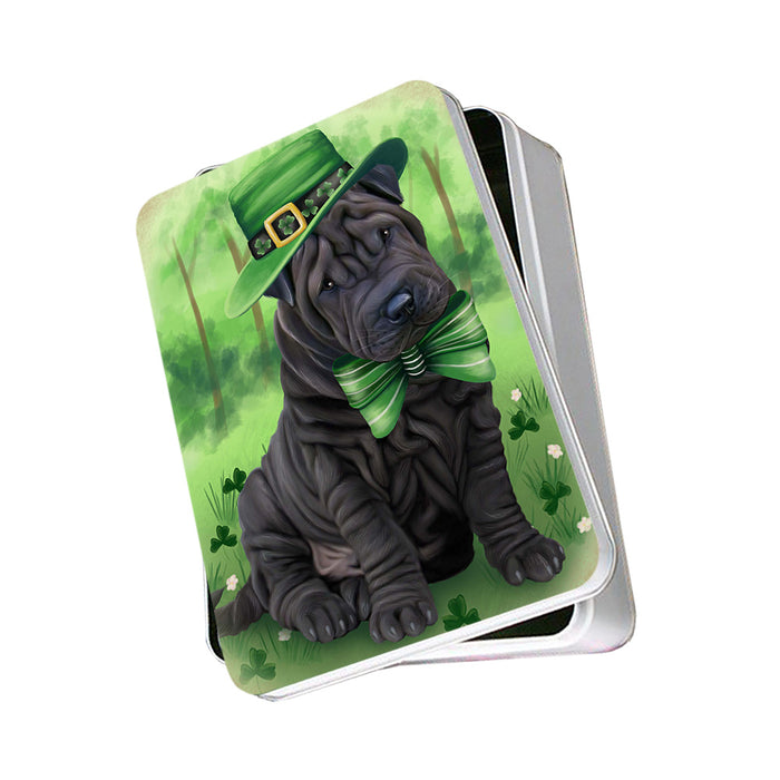 St. Patricks Day Irish Portrait Shar Pei Dog Photo Storage Tin PITN49392