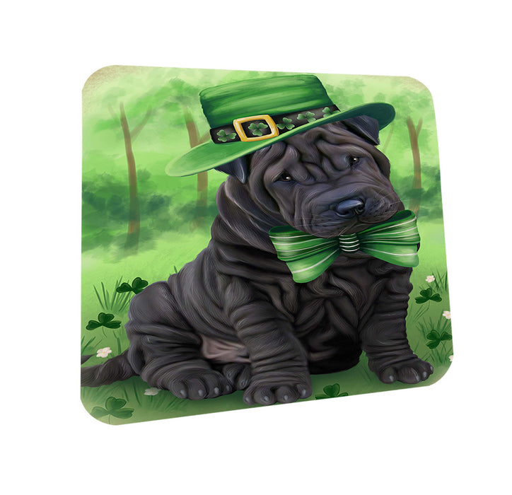 St. Patricks Day Irish Portrait Shar Pei Dog Coasters Set of 4 CST49351