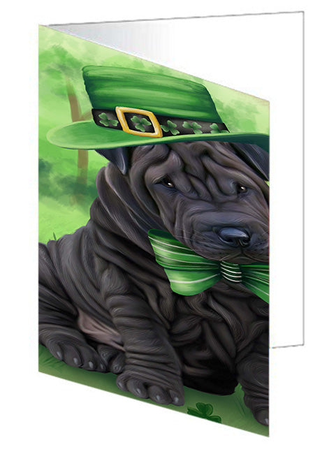 St. Patricks Day Irish Portrait Shar Pei Dog Handmade Artwork Assorted Pets Greeting Cards and Note Cards with Envelopes for All Occasions and Holiday Seasons GCD52205