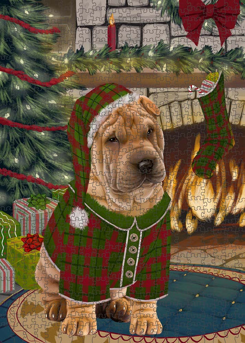 The Stocking was Hung Shar Pei Dog Puzzle with Photo Tin PUZL90628