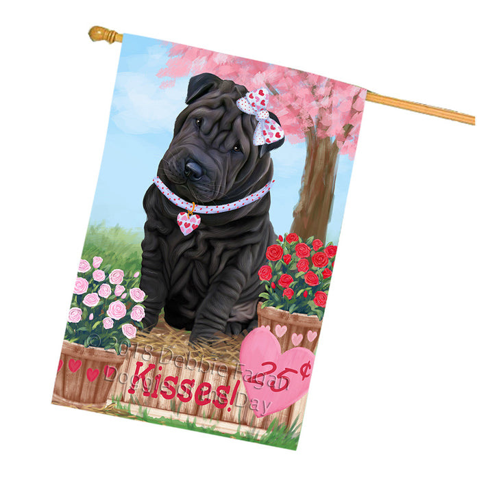 Rosie 25 Cent Kisses Shar Pei Dog House Flag FLG56708