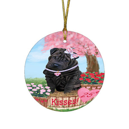 Rosie 25 Cent Kisses Shar Pei Dog Round Flat Christmas Ornament RFPOR56380