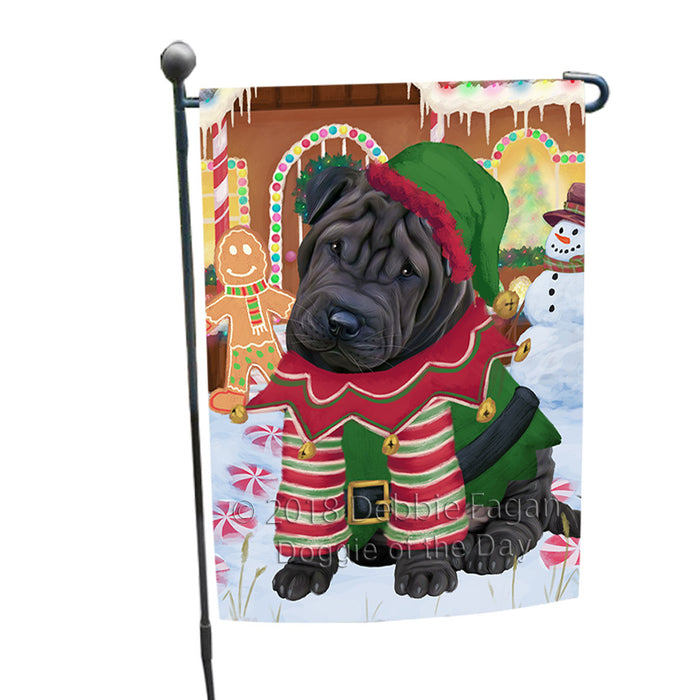 Christmas Gingerbread House Candyfest Shar Pei Dog Garden Flag GFLG57168