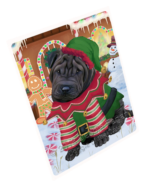 Christmas Gingerbread House Candyfest Shar Pei Dog Magnet MAG74757 (Small 5.5" x 4.25")
