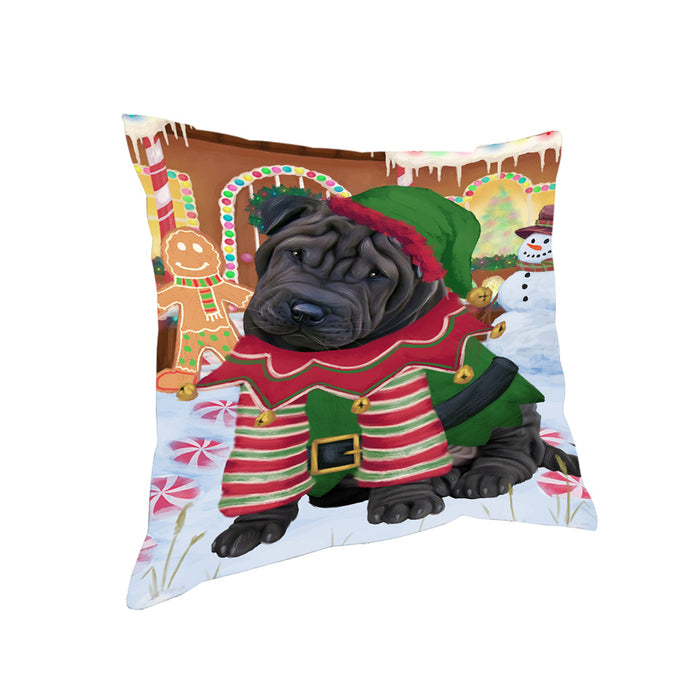 Christmas Gingerbread House Candyfest Shar Pei Dog Pillow PIL80452