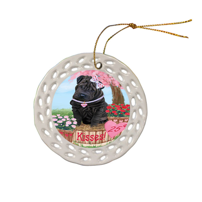 Rosie 25 Cent Kisses Shar Pei Dog Ceramic Doily Ornament DPOR56380