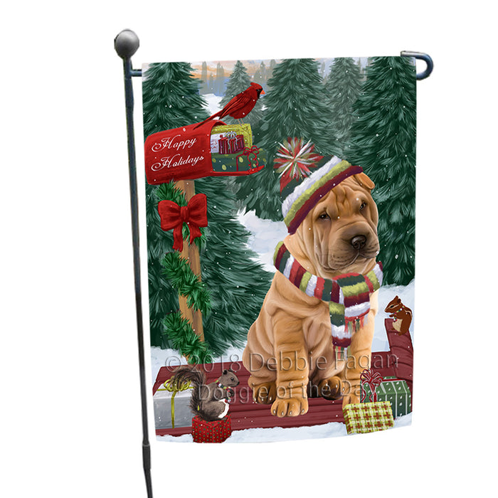 Merry Christmas Woodland Sled Shar Pei Dog Garden Flag GFLG55320