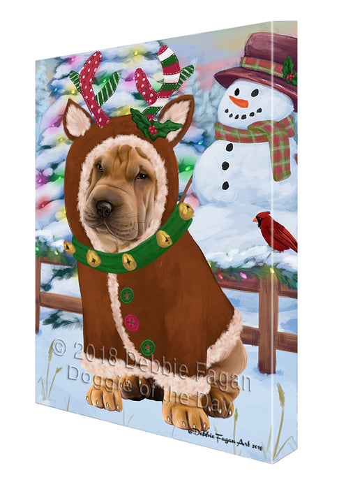 Christmas Gingerbread House Candyfest Shar Pei Dog Canvas Print Wall Art Décor CVS131093