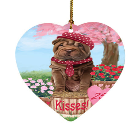 Rosie 25 Cent Kisses Shar Pei Dog Heart Christmas Ornament HPOR56381