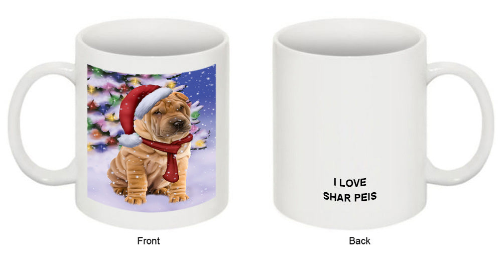 Winterland Wonderland Shar Pei Dog In Christmas Holiday Scenic Background  Coffee Mug MUG48815