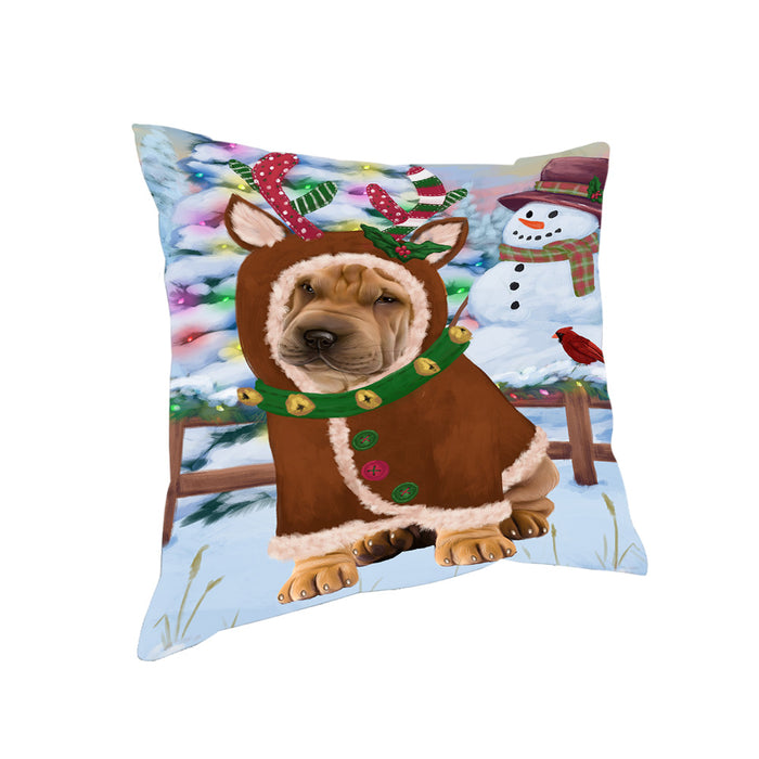 Christmas Gingerbread House Candyfest Shar Pei Dog Pillow PIL80456
