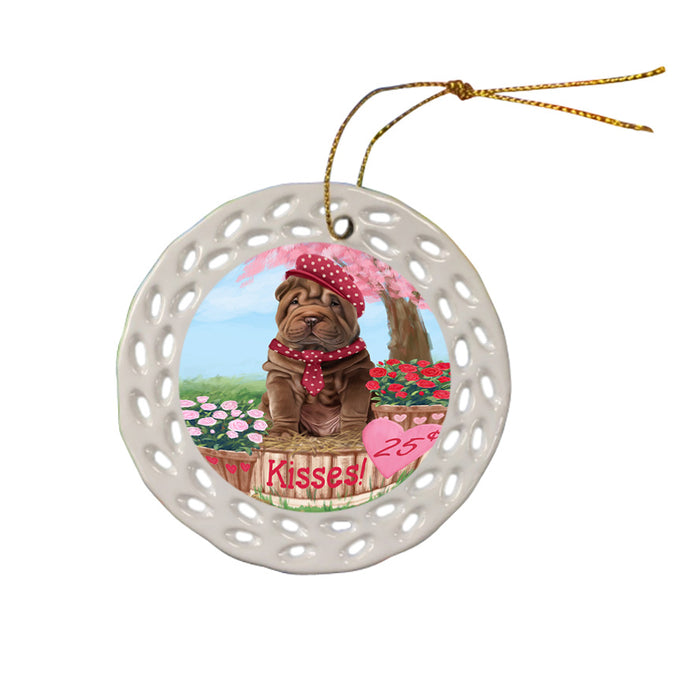 Rosie 25 Cent Kisses Shar Pei Dog Ceramic Doily Ornament DPOR56381