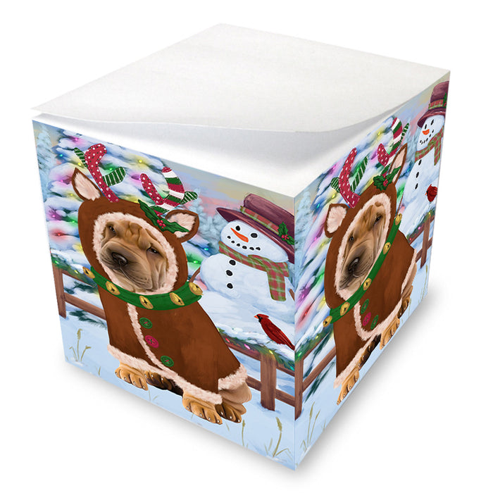 Christmas Gingerbread House Candyfest Shar Pei Dog Note Cube NOC54613