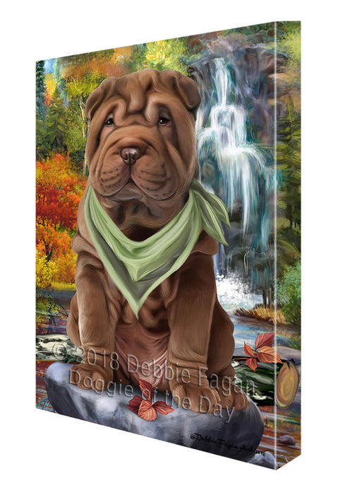 Scenic Waterfall Shar Pei Dog Canvas Print Wall Art Décor CVS84824