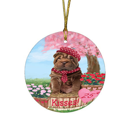 Rosie 25 Cent Kisses Shar Pei Dog Round Flat Christmas Ornament RFPOR56381